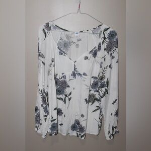 Old Navy Sheer Blouse with Floral Pattern